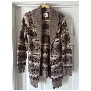 Modcloth Winter Pattern Brown Cardigan Size M